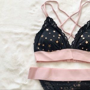 PINK | NWT Laurel & Love Strappy Triangle Bralette and Bikini Undie
